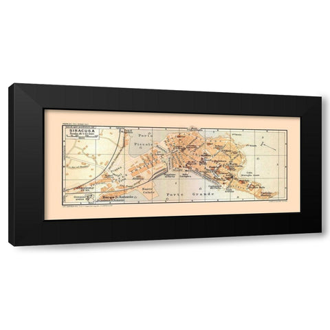 Syracuse Italy - Baedeker 1880 Black Modern Wood Framed Art Print with Double Matting by Baedeker