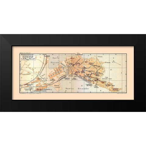 Syracuse Italy - Baedeker 1880 Black Modern Wood Framed Art Print by Baedeker