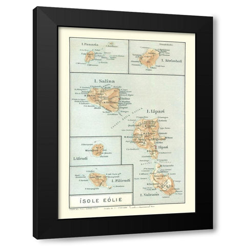 Italian Islands Italy Europe - Baedeker 1880 Black Modern Wood Framed Art Print with Double Matting by Baedeker