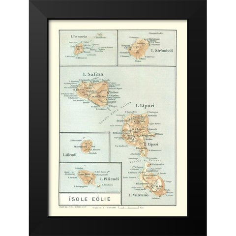 Italian Islands Italy Europe - Baedeker 1880 Black Modern Wood Framed Art Print by Baedeker