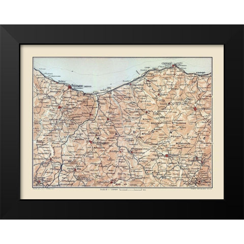 Madonie Region Sicily Italy - Baedeker 1880 Black Modern Wood Framed Art Print by Baedeker