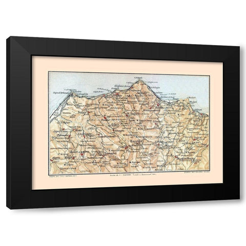 Northeastern Sicily Italy - Baedeker 1880 Black Modern Wood Framed Art Print with Double Matting by Baedeker