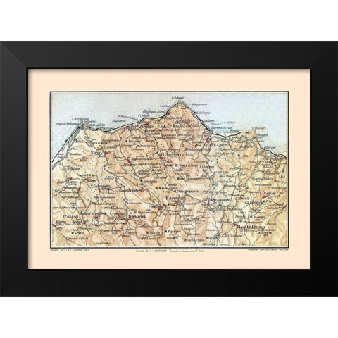 Northeastern Sicily Italy - Baedeker 1880 Black Modern Wood Framed Art Print by Baedeker