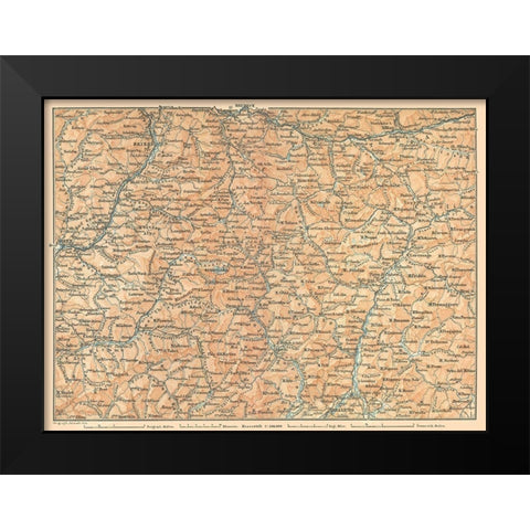 Northeastern Italy - Baedeker 1896 Black Modern Wood Framed Art Print by Baedeker