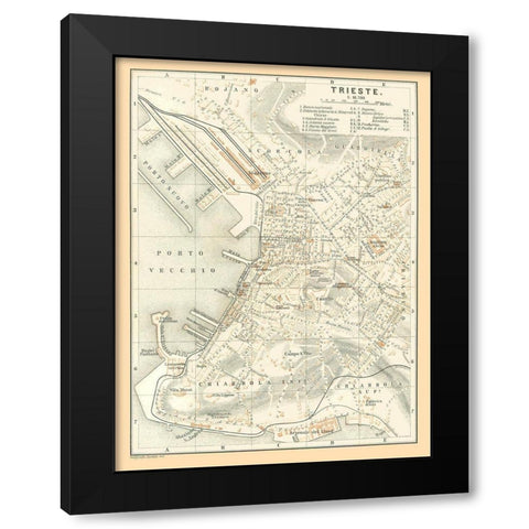 Trieste Italy - Baedeker 1896 Black Modern Wood Framed Art Print with Double Matting by Baedeker