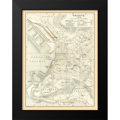 Trieste Italy - Baedeker 1896 Black Modern Wood Framed Art Print by Baedeker