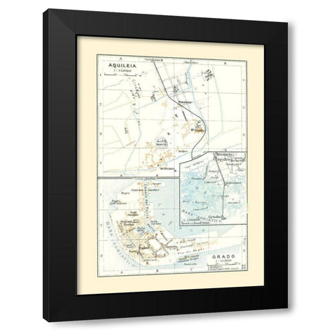 Aquileia Grado Italy - Bertarelli 1914 Black Modern Wood Framed Art Print by Bertarelli