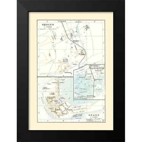Aquileia Grado Italy - Bertarelli 1914 Black Modern Wood Framed Art Print by Bertarelli