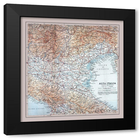 Northeastern Italy - Bertarelli 1914 Black Modern Wood Framed Art Print by Bertarelli
