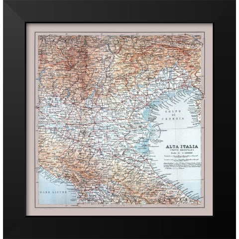 Northeastern Italy - Bertarelli 1914 Black Modern Wood Framed Art Print by Bertarelli