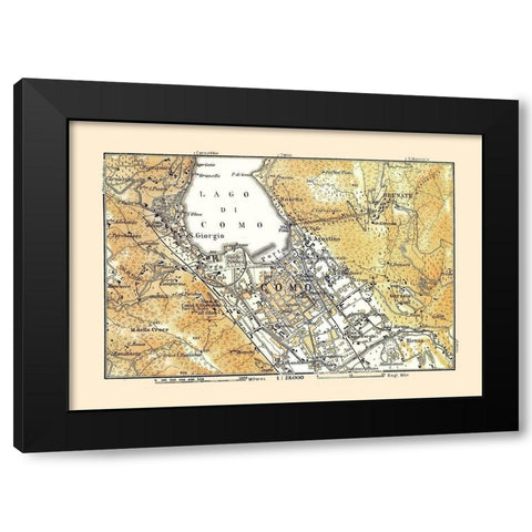 Province of Como Italy - Bertarelli 1914 Black Modern Wood Framed Art Print with Double Matting by Bertarelli
