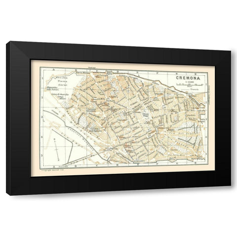 Cremona Italy - Bertarelli 1914 Black Modern Wood Framed Art Print with Double Matting by Bertarelli