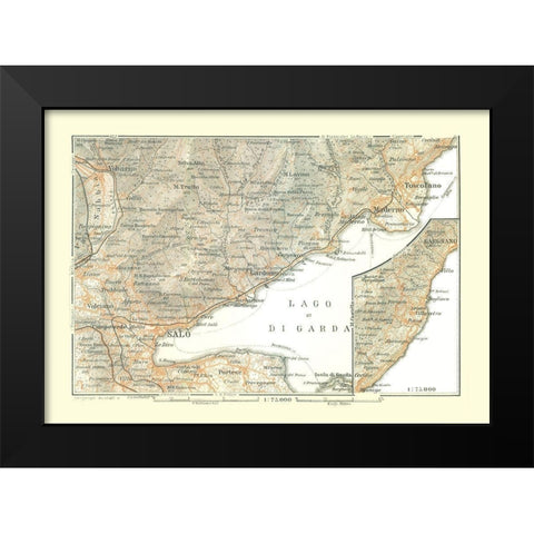 Western Lake Garda Region Italy - Bertarelli 1914 Black Modern Wood Framed Art Print by Bertarelli