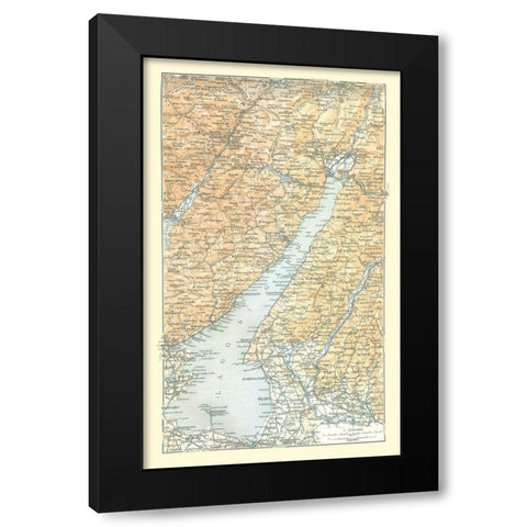 Lake Garda Cities Italy - Bertarelli 1914 Black Modern Wood Framed Art Print with Double Matting by Bertarelli
