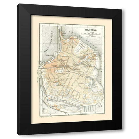 Mantova Italy - Bertarelli 1914 Black Modern Wood Framed Art Print with Double Matting by Bertarelli