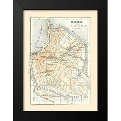 Mantova Italy - Bertarelli 1914 Black Modern Wood Framed Art Print by Bertarelli