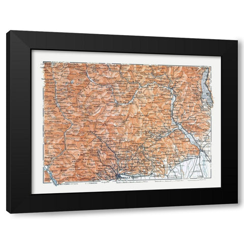 Northern Biella Region Italy - Bertarelli 1914 Black Modern Wood Framed Art Print by Bertarelli