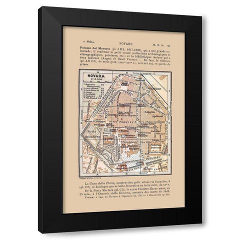 Novara Italy - Bertarelli 1914 Black Modern Wood Framed Art Print with Double Matting by Bertarelli