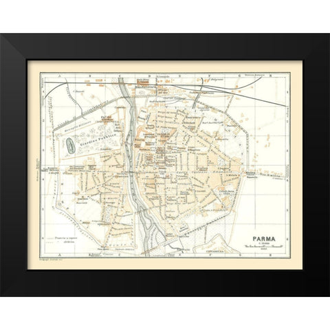 Parma Italy - Bertarelli 1914 Black Modern Wood Framed Art Print by Bertarelli