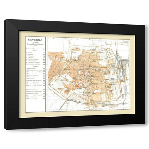 Ravenna Italy - Bertarelli 1914 Black Modern Wood Framed Art Print with Double Matting by Bertarelli