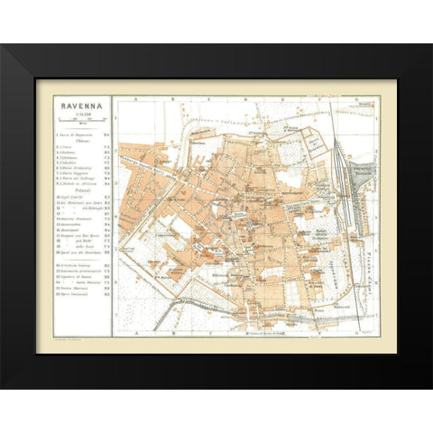 Ravenna Italy - Bertarelli 1914 Black Modern Wood Framed Art Print by Bertarelli