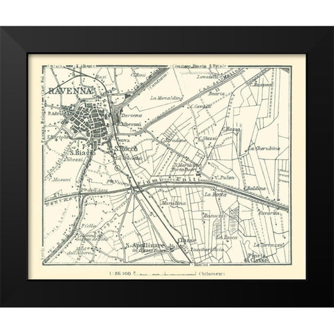 Ravenna Plan Italy - Bertarelli 1914 Black Modern Wood Framed Art Print by Bertarelli