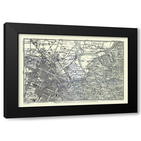 Turin Italy - Bertarelli 1914 Black Modern Wood Framed Art Print with Double Matting by Bertarelli