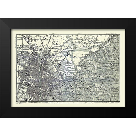 Turin Italy - Bertarelli 1914 Black Modern Wood Framed Art Print by Bertarelli