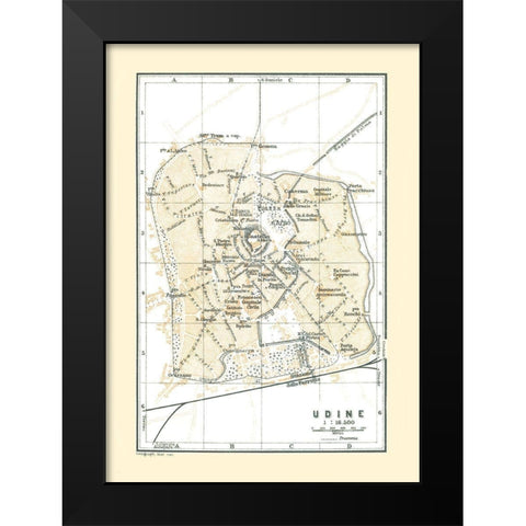 Udine Italy - Bertarelli 1914 Black Modern Wood Framed Art Print by Bertarelli