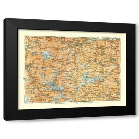 Mountains France Italy - Bertarelli 1914 Black Modern Wood Framed Art Print with Double Matting by Bertarelli