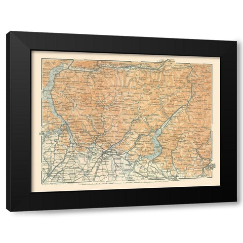 Bergamo Alps North Italy - Bertarelli 1914 Black Modern Wood Framed Art Print with Double Matting by Bertarelli