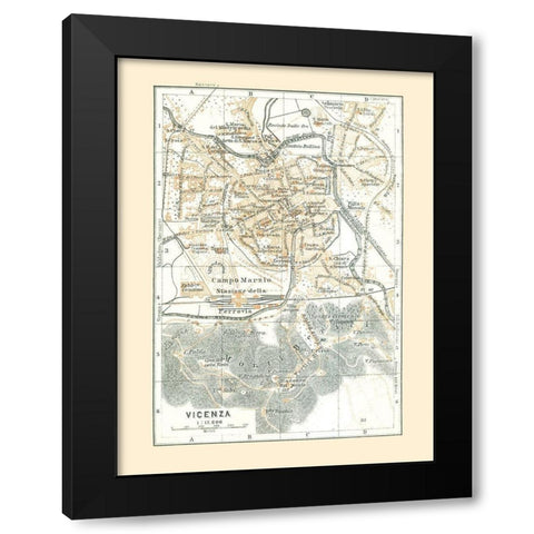 Vicenza Italy - Bertarelli 1914 Black Modern Wood Framed Art Print with Double Matting by Bertarelli