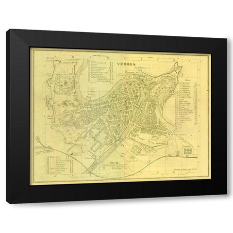 Verona Italy - Muggiani 1865  Black Modern Wood Framed Art Print with Double Matting by Muggiani