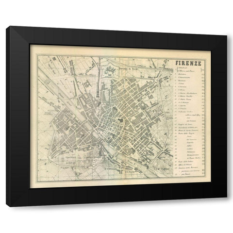 Firenze Italy - Castro 1870  Black Modern Wood Framed Art Print with Double Matting by Castro