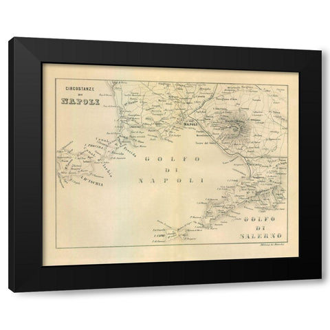 Napoli Italy - Castro 1870  Black Modern Wood Framed Art Print with Double Matting by Castro