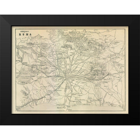 Roma Italy - Castro 1870  Black Modern Wood Framed Art Print by Castro