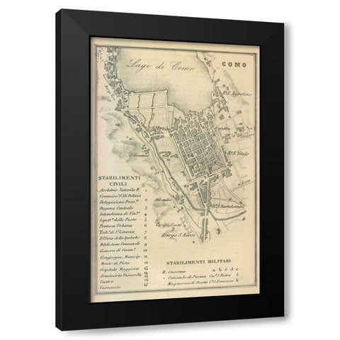 Como Italy - Castro 1870  Black Modern Wood Framed Art Print by Castro
