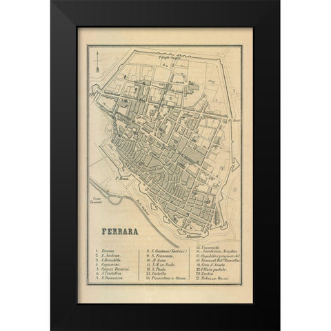 Ferrara Italy - Castro 1870  Black Modern Wood Framed Art Print by Castro
