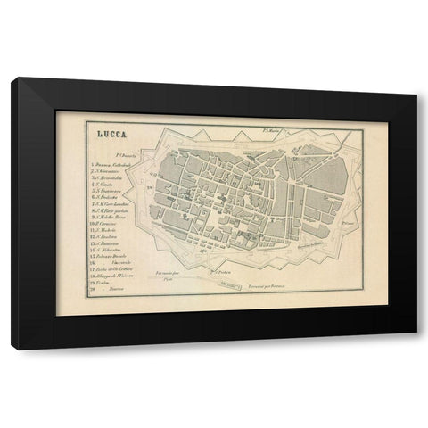 Lucca Italy - Castro 1870 Black Modern Wood Framed Art Print with Double Matting by Castro