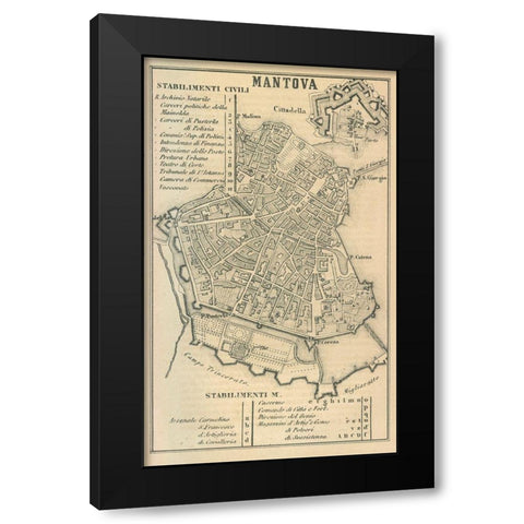Mantova Italy - Castro 1870  Black Modern Wood Framed Art Print with Double Matting by Castro