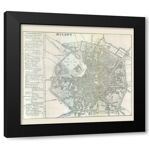 Milano Italy - Castro 1870  Black Modern Wood Framed Art Print with Double Matting by Castro