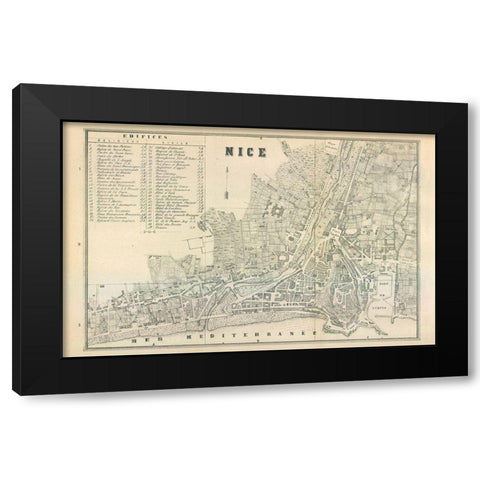Nice Italy - Castro 1870  Black Modern Wood Framed Art Print by Castro