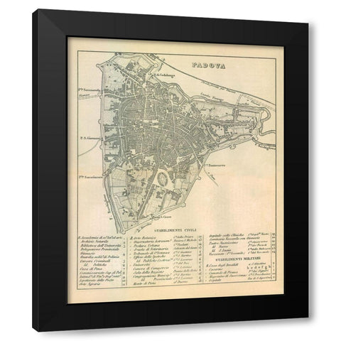 Padova Italy - Castro 1870  Black Modern Wood Framed Art Print by Castro