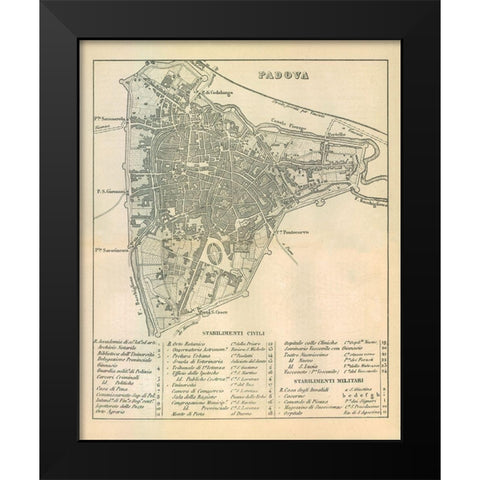 Padova Italy - Castro 1870  Black Modern Wood Framed Art Print by Castro