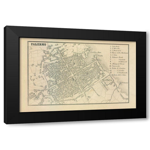 Palermo Italy - Castro 1870  Black Modern Wood Framed Art Print by Castro