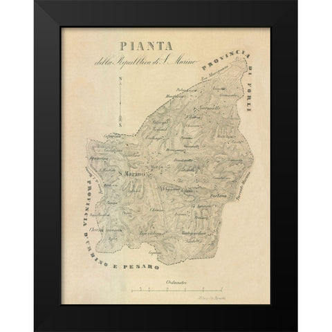 Pianta Italy - Castro 1870  Black Modern Wood Framed Art Print by Castro