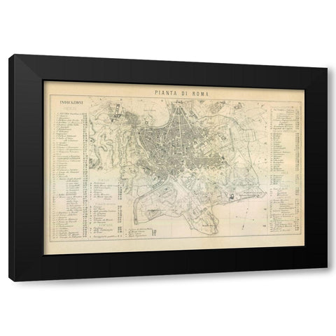 Roma Italy - Castro 1870  Black Modern Wood Framed Art Print with Double Matting by Castro