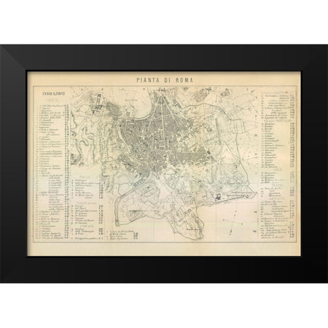 Roma Italy - Castro 1870  Black Modern Wood Framed Art Print by Castro