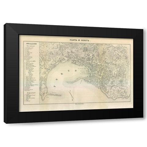 Genova Italy - Castro 1870  Black Modern Wood Framed Art Print with Double Matting by Castro