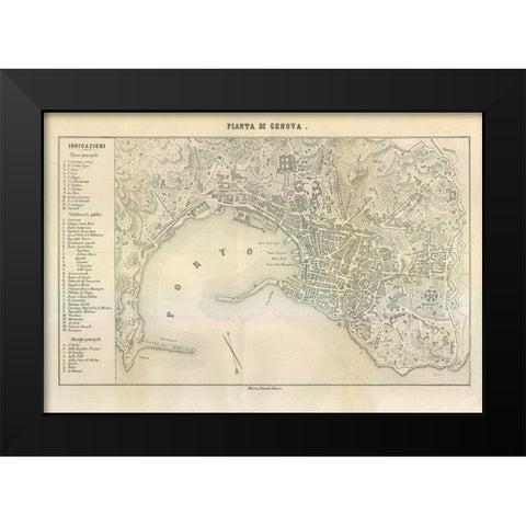 Genova Italy - Castro 1870  Black Modern Wood Framed Art Print by Castro
